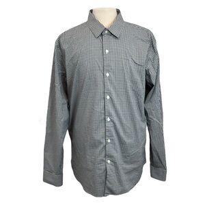 Old Navy Pro Signature Shirt Men's XXL Slim Fit Go-Dry Black Check Long Sleeve